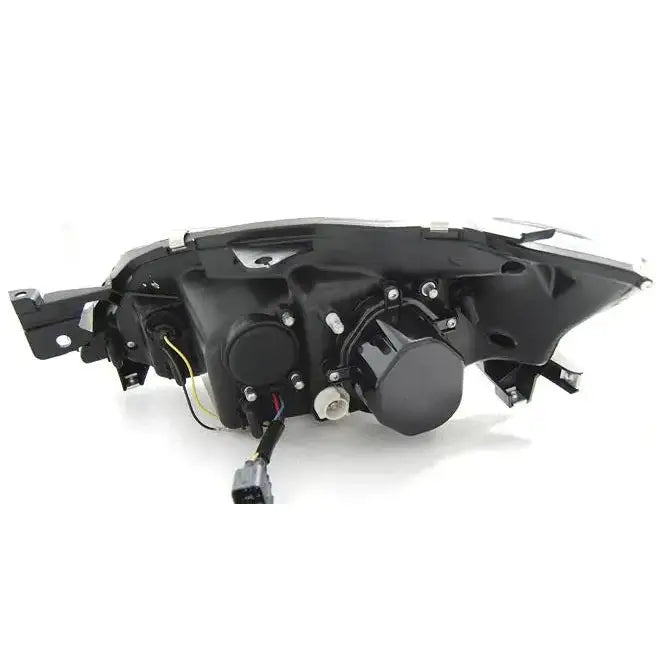 Headlights Subaru Impreza III GH 07-12 Tube Black sett bakfra med ledninger, deksler og monteringspunkter.