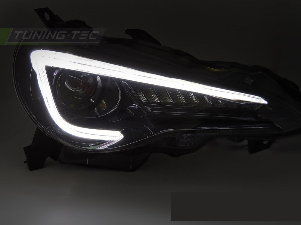 Toyota GT86 frontlykter LPTO42 svart finish tube LED DRL par venstre og høyre