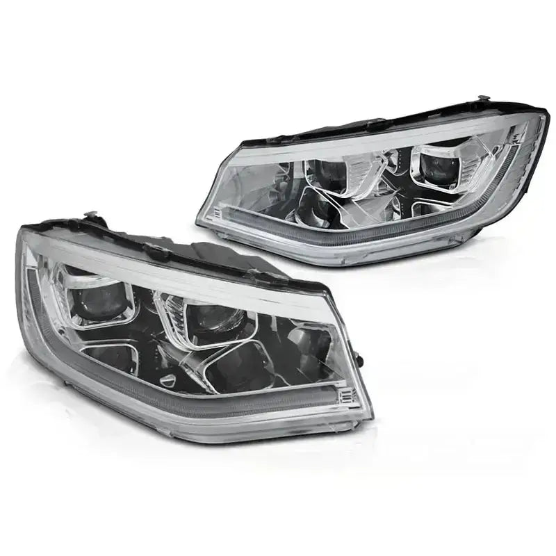 Frontlykter Volkswagen Caddy 20- Chrome Drl Seq Led