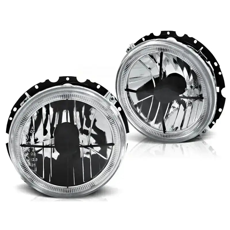 Frontlykter Volkswagen Golf 1 05.74-07.83 Angel Eyes Chrome Black Cross