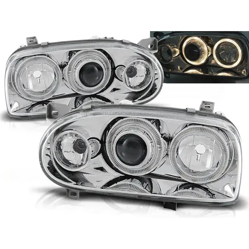 Frontlykter Vw Golf 3 09.91-08.97 P21w Angel Eyes Chrome