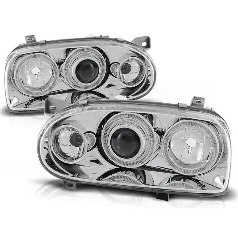 Frontlykter Vw Golf 3 09.91-08.97 P21w Angel Eyes Chrome