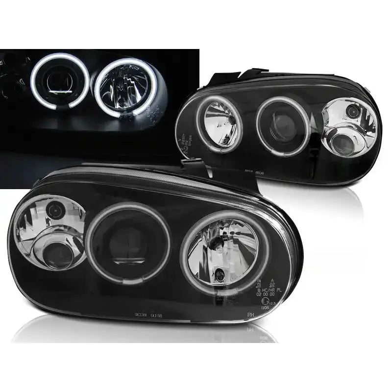 Frontlykter Vw Golf 4 09.97-09.03 Angel Eyes Ccfl Black