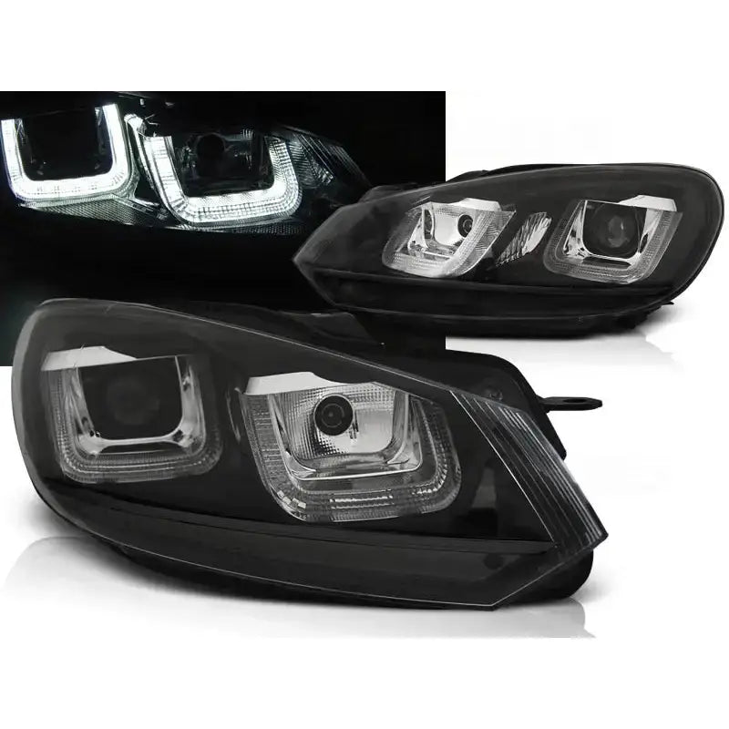 Frontlykter Vw Golf 6 08-12 U-type Black Black Line Drl