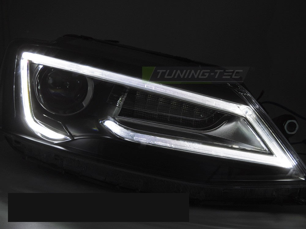 Svarte frontlykter VW Jetta VI 2011–2018 Tube Light design par
