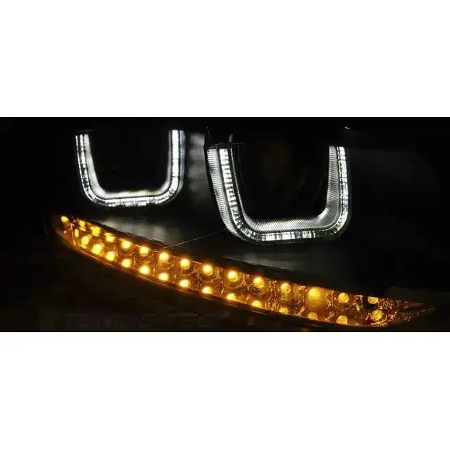 Hovedlys Vw Polo 6R U-Type LED frontlykter med hvite U-formede lys og gule blinkende dioder.