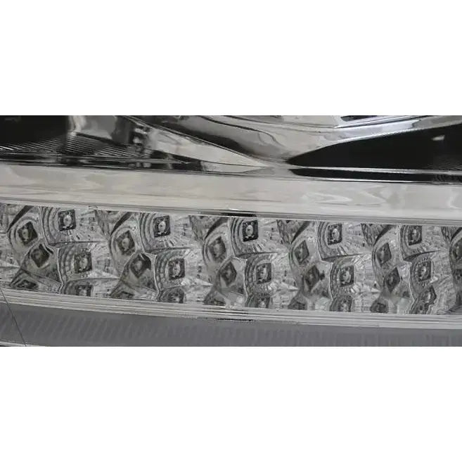 Headlights Vw T6 15- chrome tube light med firkantede reflektorer og blank sølvfinish.