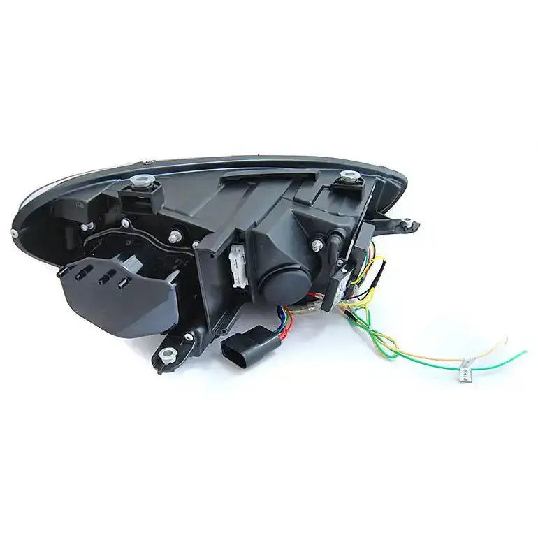 Hovedlys bakside av Xenon Tube SEQ Led Black til Volkswagen Scirocco 08-14 med ledninger og festepunkter.
