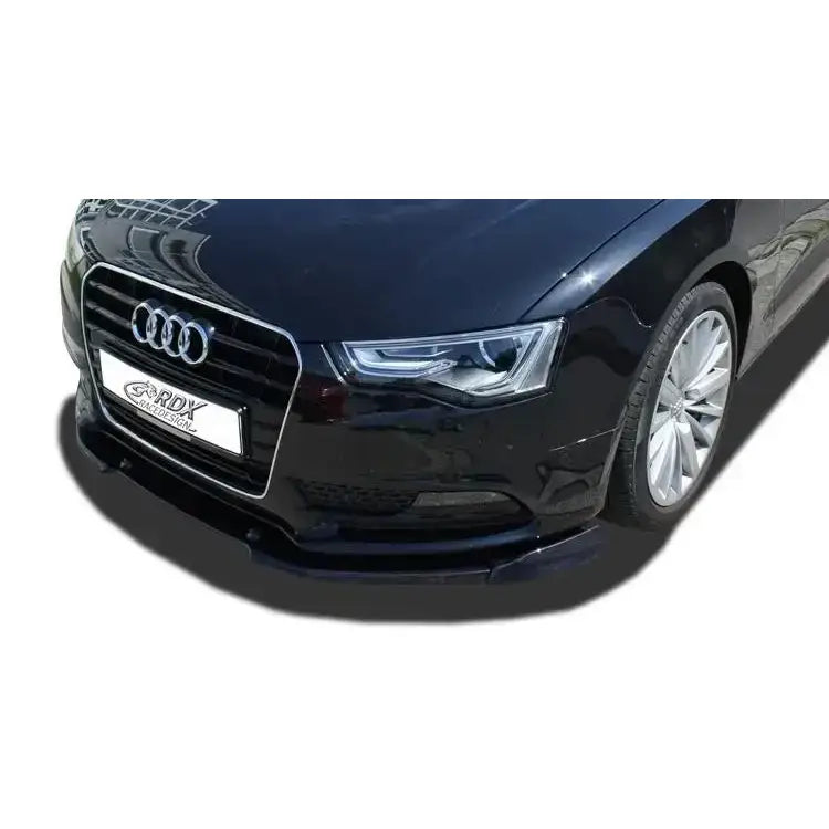 Frontspoiler Audi A5 11-16 Coupe/Sportback sett forfra fra venstre med grill og kromdetaljer.