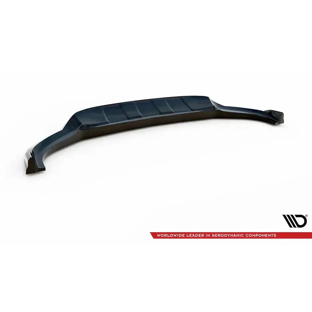 Frontspoiler BMW X3 G01 i sort hardplast, skrå oversikt med markerte linjer mot hvit bakgrunn.