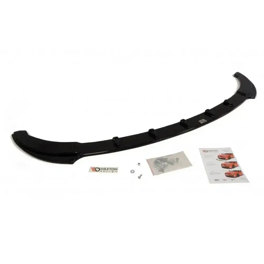 Frontleppe til BMW Z4 E85/E86 facelift, svart blank spoiler med monteringsskruer, instruksjoner og logoetikett.