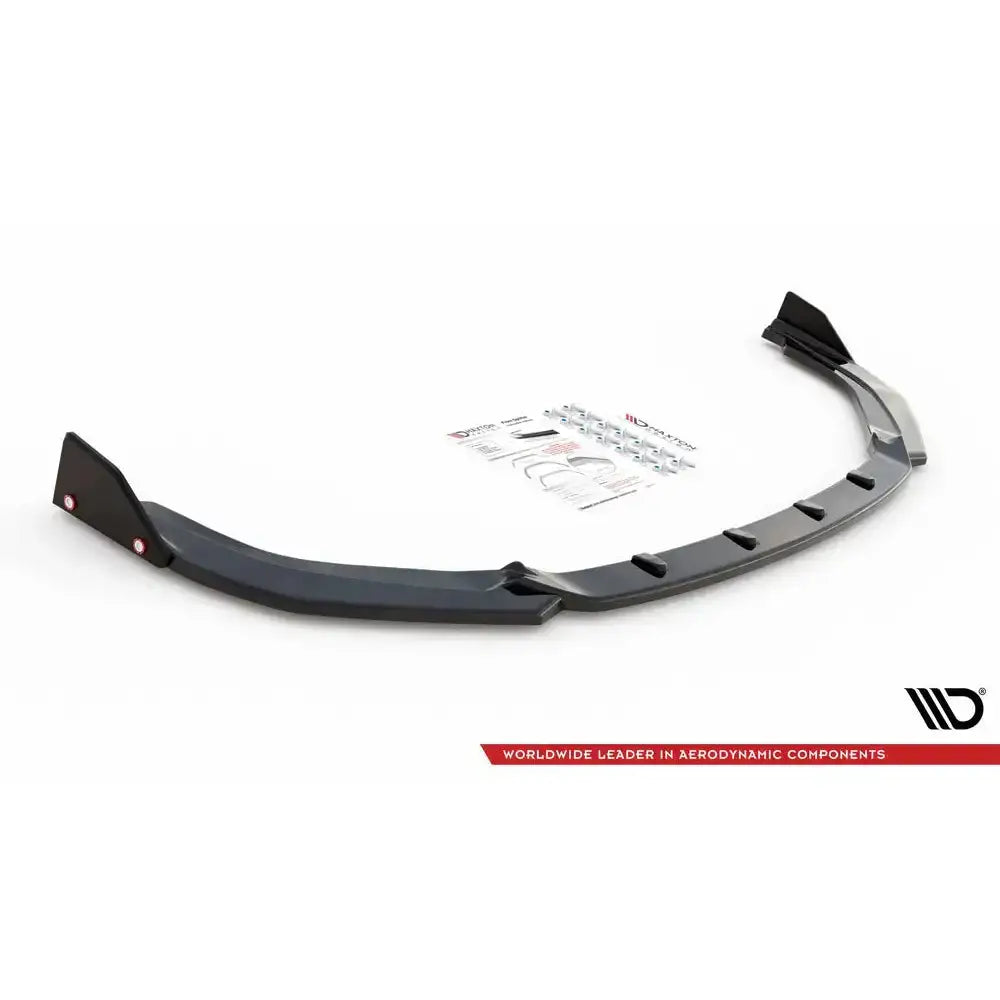 Front splitter til Toyota Corolla GR Sport Hatchback, sort plast med endestykker og synlige monteringsskruer.