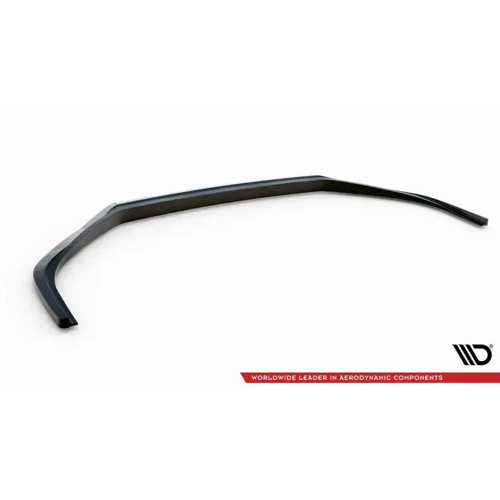 Frontspoiler Lexus ES 19- F Sport Mk7 V.1 sett ovenfra, svart og buet med markant vinkel mot hvit bakgrunn.