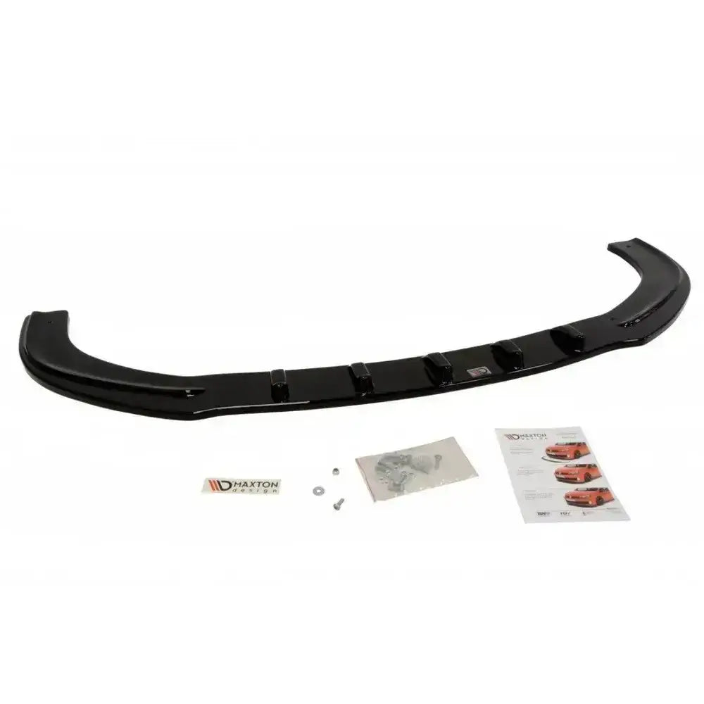 Frontspoiler til Mazda 6 Mk2 Dynamic Sport, sett ovenfra med monteringsutstyr og instruksjonsark.