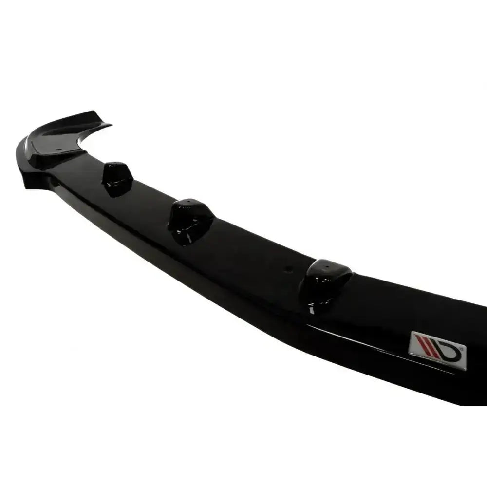 Front lip for Mercedes SLK R170 AMG 204, sort plast med tre forhøyninger og logo, skrå sidevisning.