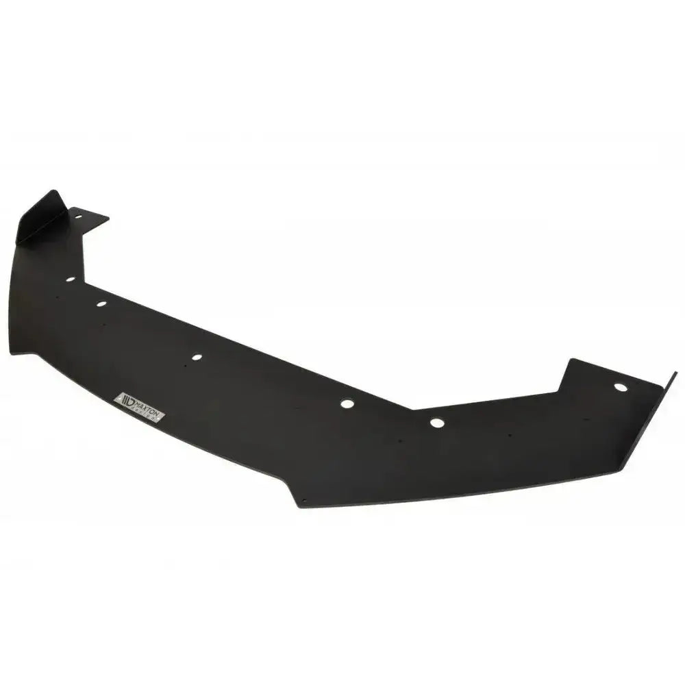 Front lip til Toyota GT86 Racing V.2, svart plate med hull og opphøyde kanter, sett fra skrå vinkel.