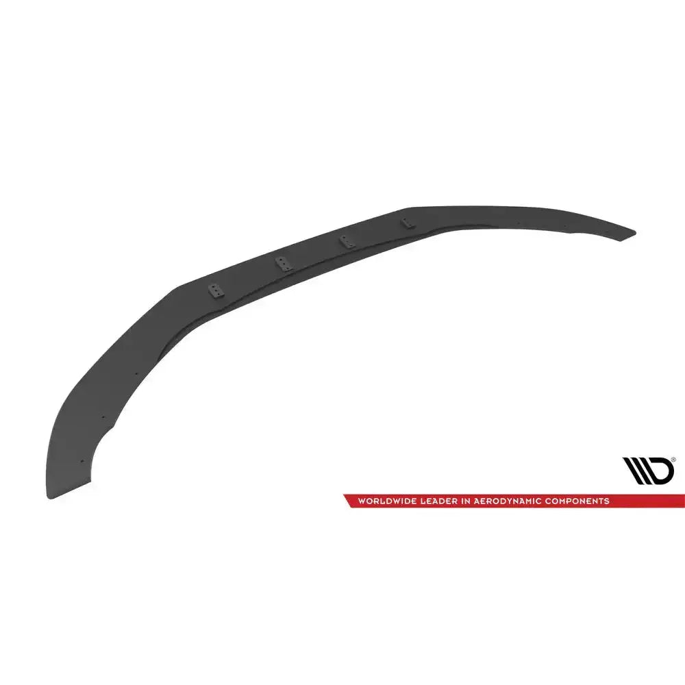 Frontspoiler Audi RS4 B8 Street Pro sort plast med synlige festepunkter, skrå vinkel på hvit bakgrunn.