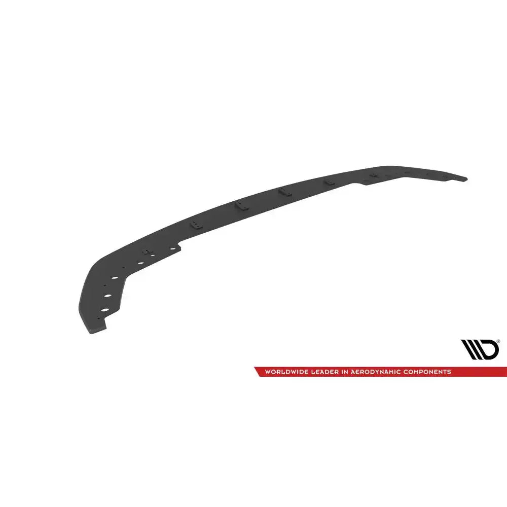 Frontspoiler BMW 3 Serie M-Pack G20/G21 svart metall, sett skrått ovenfra med synlige festepunkter.
