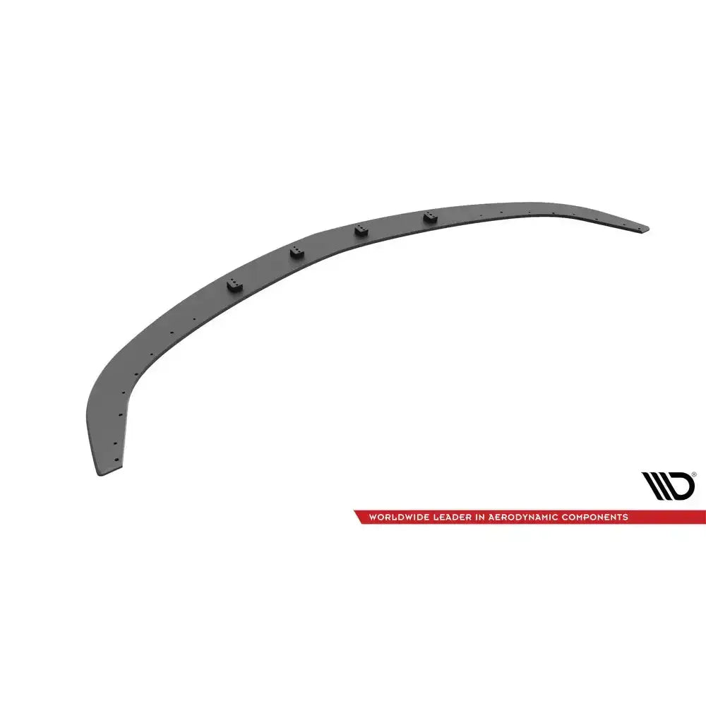 Frontspoiler Mazda 3 MPS Mk1 06-08 Street Pro sett skrått ovenfra med festeanordninger, hvit bakgrunn.