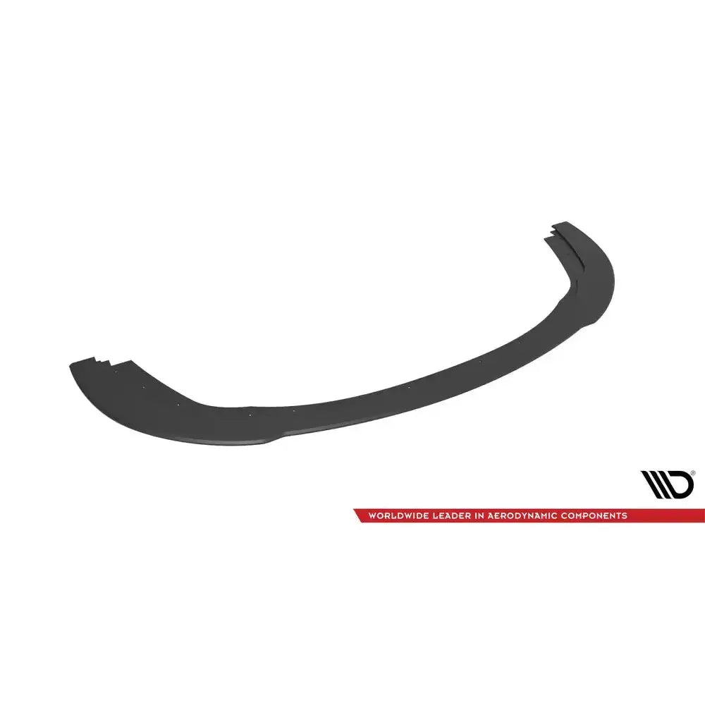 Front lip til Seat Ibiza Sport Coupe Mk4, svart plastspoiler med små hull, sett ovenfra mot hvit bakgrunn.