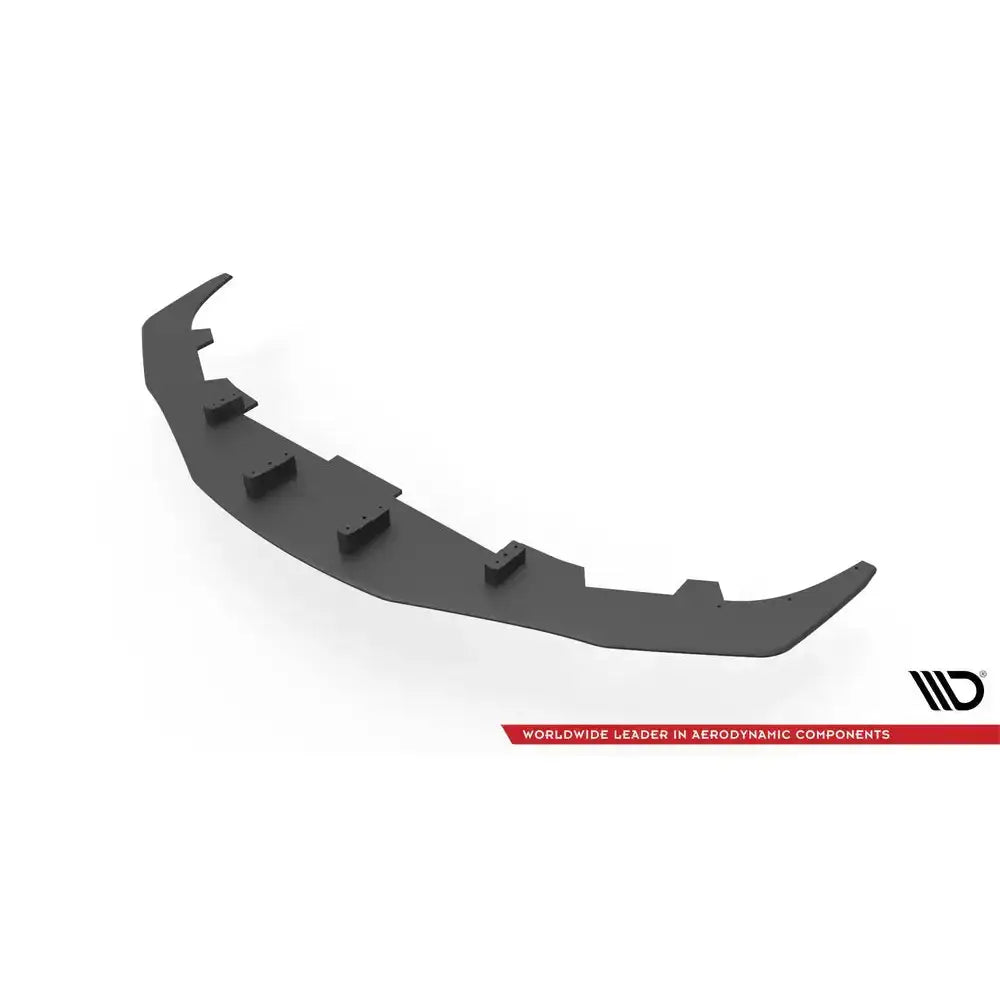 Front splitter til Toyota Supra Mk5 19- Street Pro, sort med markerte fester og vinklet design mot hvit bakgrunn.
