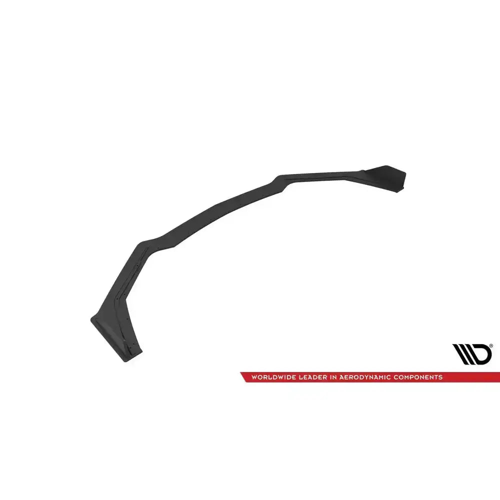 Front splitter til Ford Mustang GT MK6 Facelift 17, svart plast med skruehull, sett fra skrå vinkel.