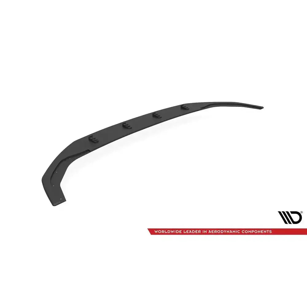 Frontspoiler Volkswagen Golf R Mk8 Street Pro 20-, svart buet del sett skrått ovenfra med festepunkter.