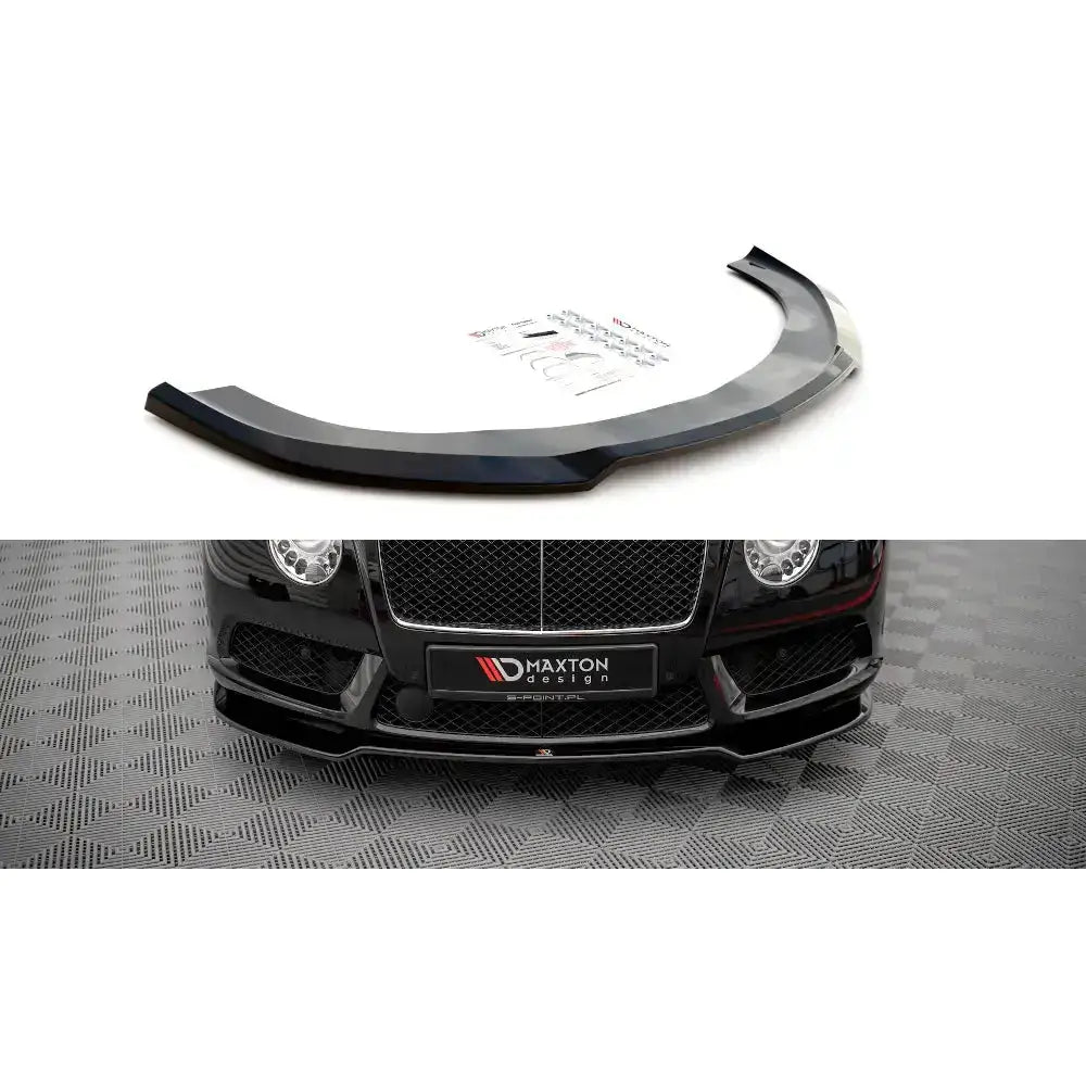Frontleppe til Bentley Continental GT V8 S Mk2 14-16 i sort plast, vist på hvit bakgrunn og montert på bil.