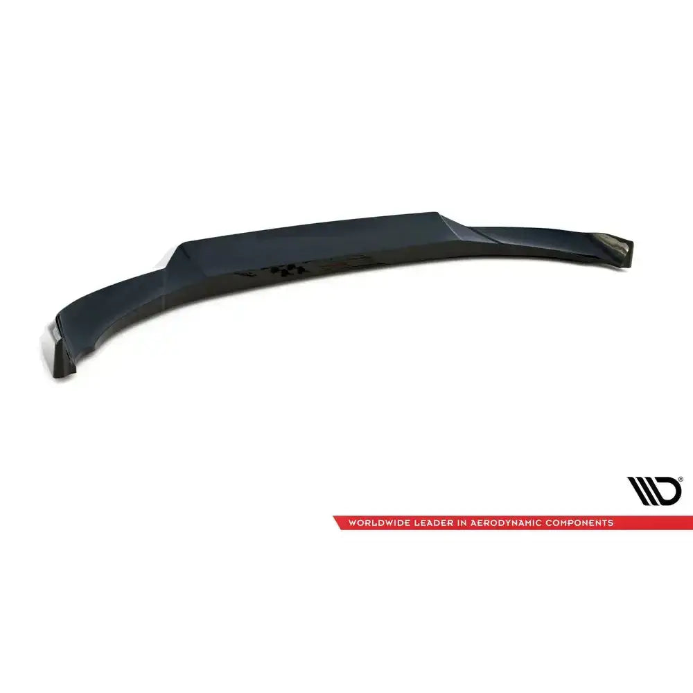 Frontspoiler BMW X4 M-Pack G02 Facelift 21- V.1 i sort plast, skrå oversiktsvinkel, hvit bakgrunn.