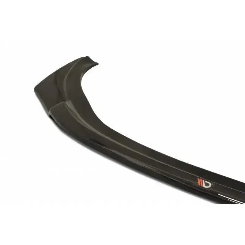 Frontspoiler Citroen DS5 Facelift V.1 i sort, blankt materiale, nærbilde med synlig kant og liten logo.