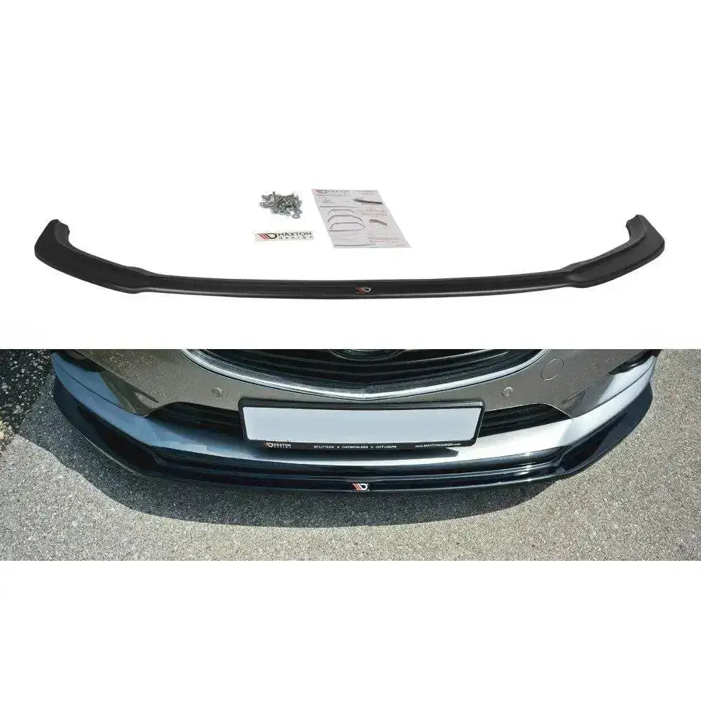 Frontspoiler Mazda 6 GJ MK3 V.1 12-14 med monteringsutstyr og sporty, lav profil på bil.