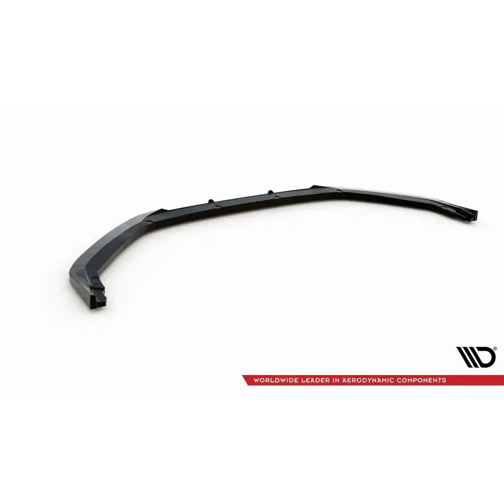 Frontspoiler Peugeot 208 GT Mk2 V.1 sett ovenfra med markerte hjørner og monteringspunkter på hvit bakgrunn.