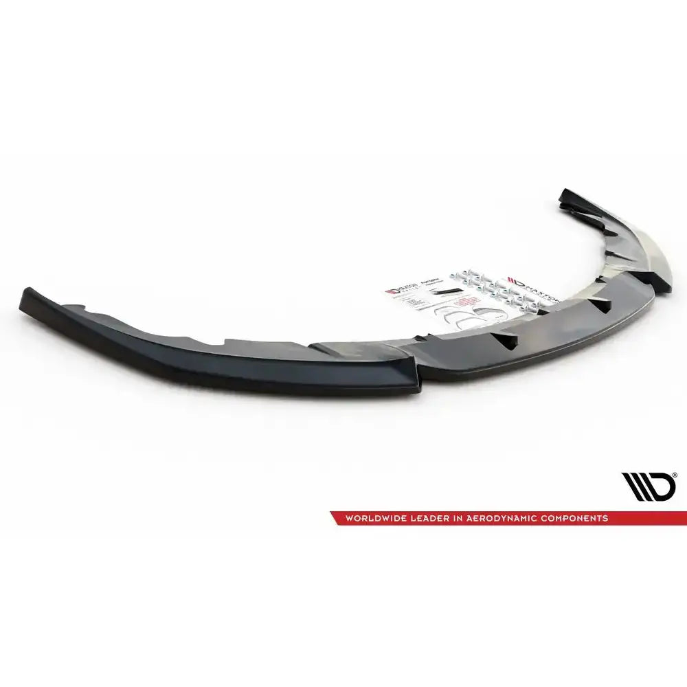 Frontleppe til Porsche Panamera Turbo 970 Facelift V.1 med monteringsutstyr og instruksjoner på hvit bakgrunn.