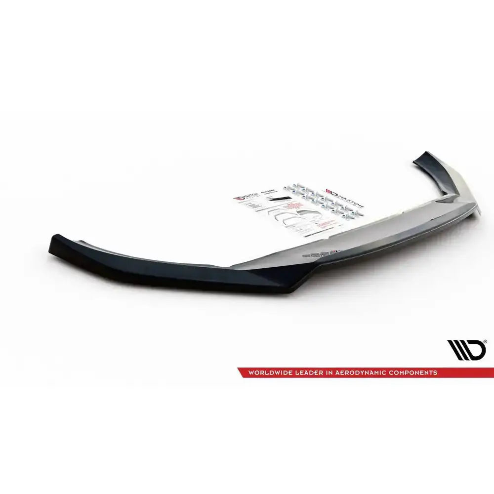 Frontspoiler Volvo XC60 Mk2 V.1 R-Design sett ovenfra med monteringsdeler og instruksjoner.