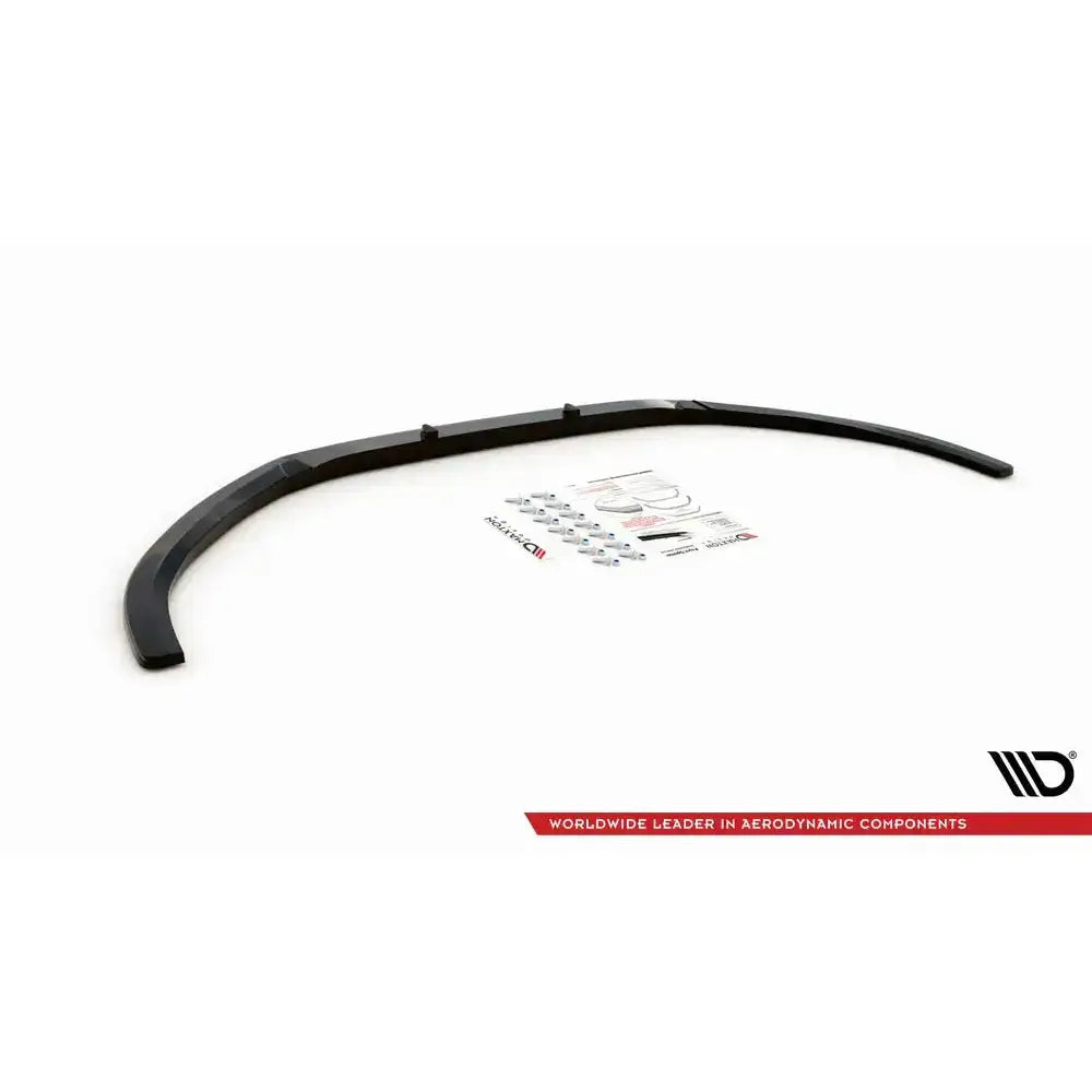 Front lip til Audi S3 / A3 S-Line 8V V.2, svart plast med monteringsutstyr og instruksjoner.