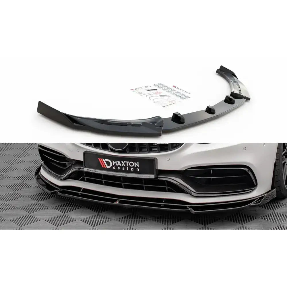 Frontleppe til Mercedes AMG C63 Coupe C205 Facelift, sort plast, montert foran på hvit bil.