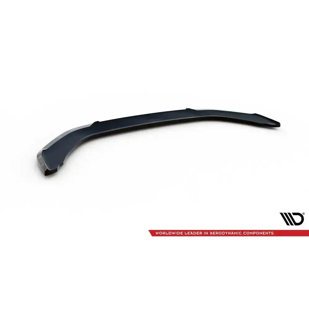 Frontspoiler til Mini Cooper S JCW F56 Facelift V.2, sort buet plastdel med markerte kanter mot hvit bakgrunn.