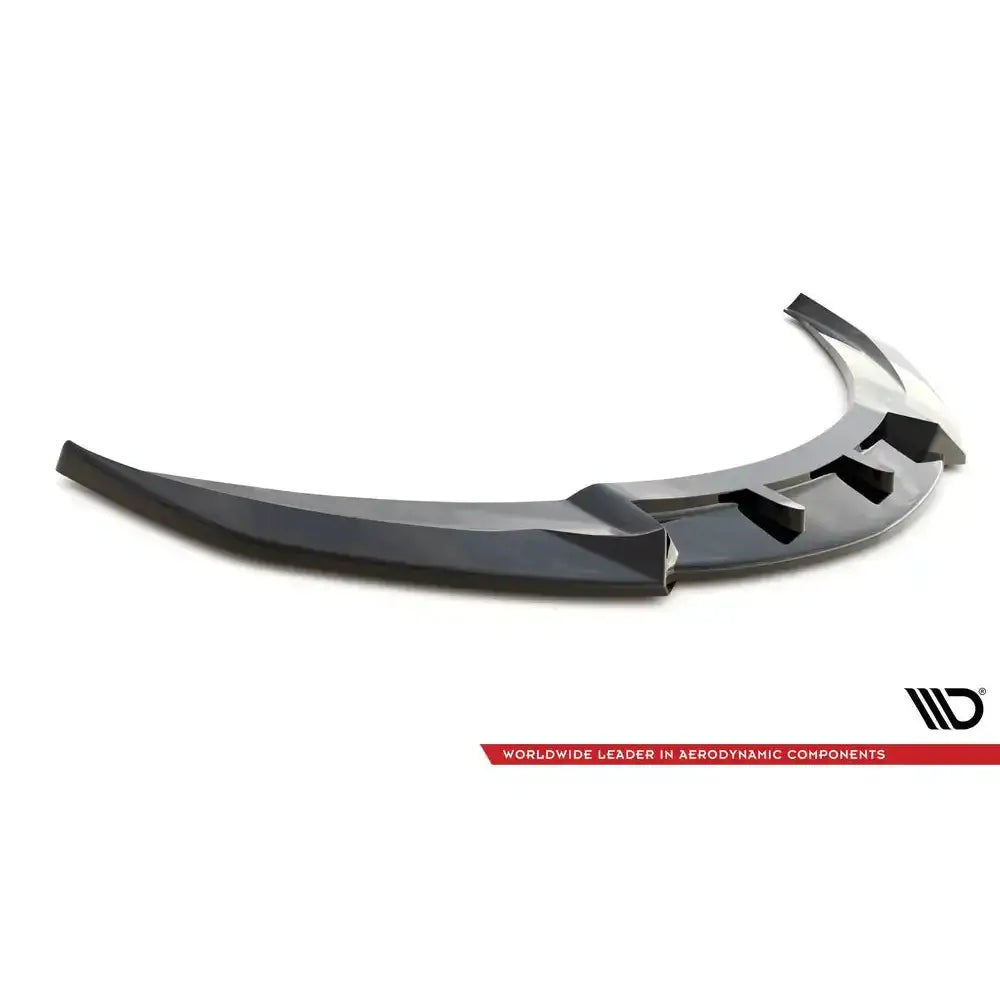 Front lip til Opel Insignia OPC Mk1 09-13, svart spoiler med luftspalter, sett skrått ovenfra.