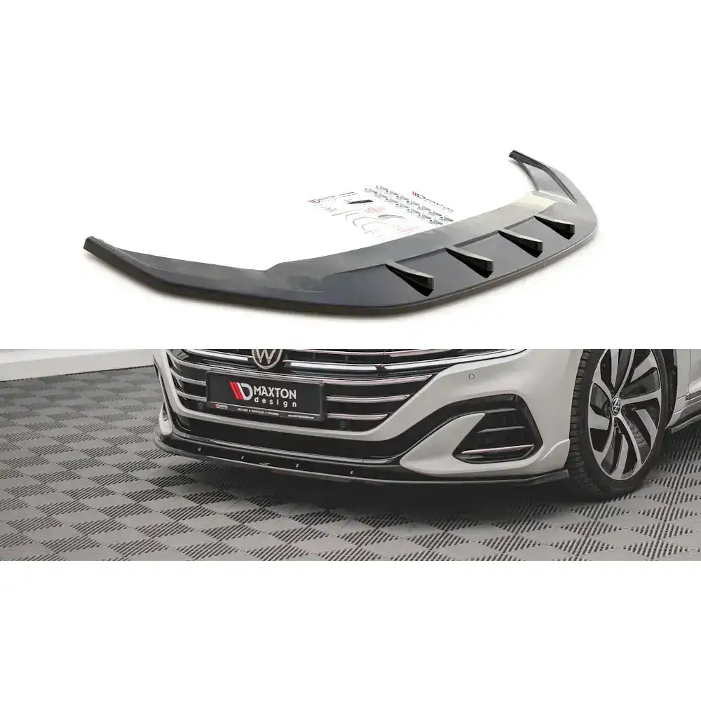 Frontleppe til Volkswagen Arteon R-Line Facelift V.2, sort plast med markerte vinkler og luftspalter.