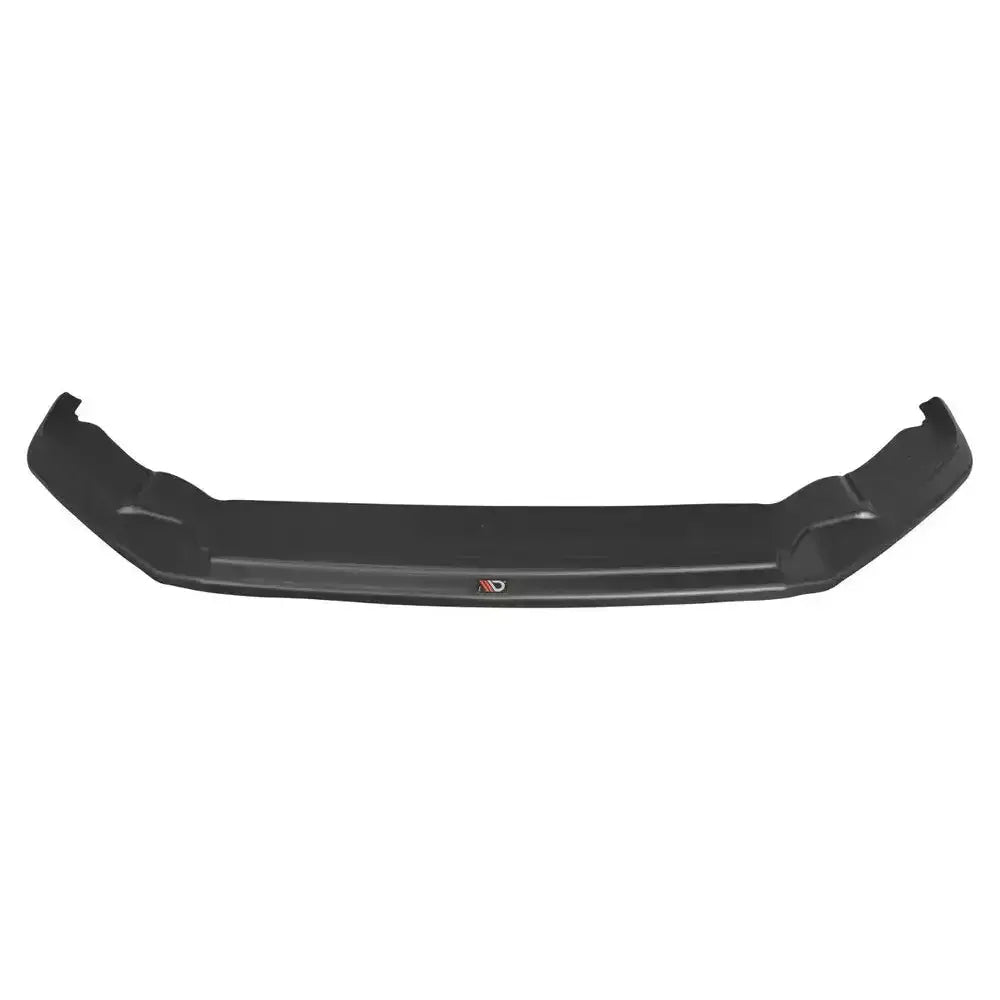 Frontspoiler til Volkswagen Scirocco Mk.3 R Facelift V.2 i sort plast sett rett forfra med logo.