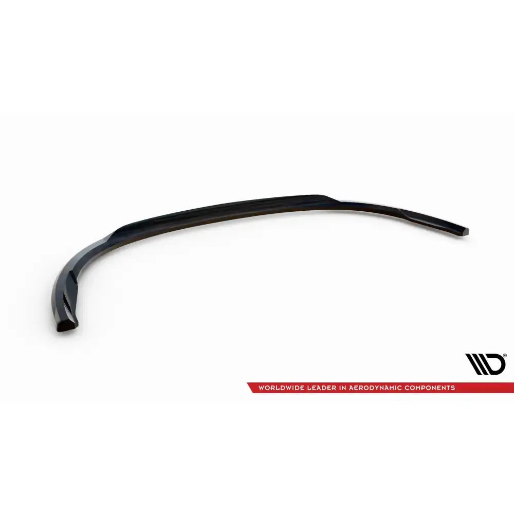 Frontspoiler Renault Megane GT Mk3 Facelift V.1 sett skrått mot hvit bakgrunn med logo og rød tekst.