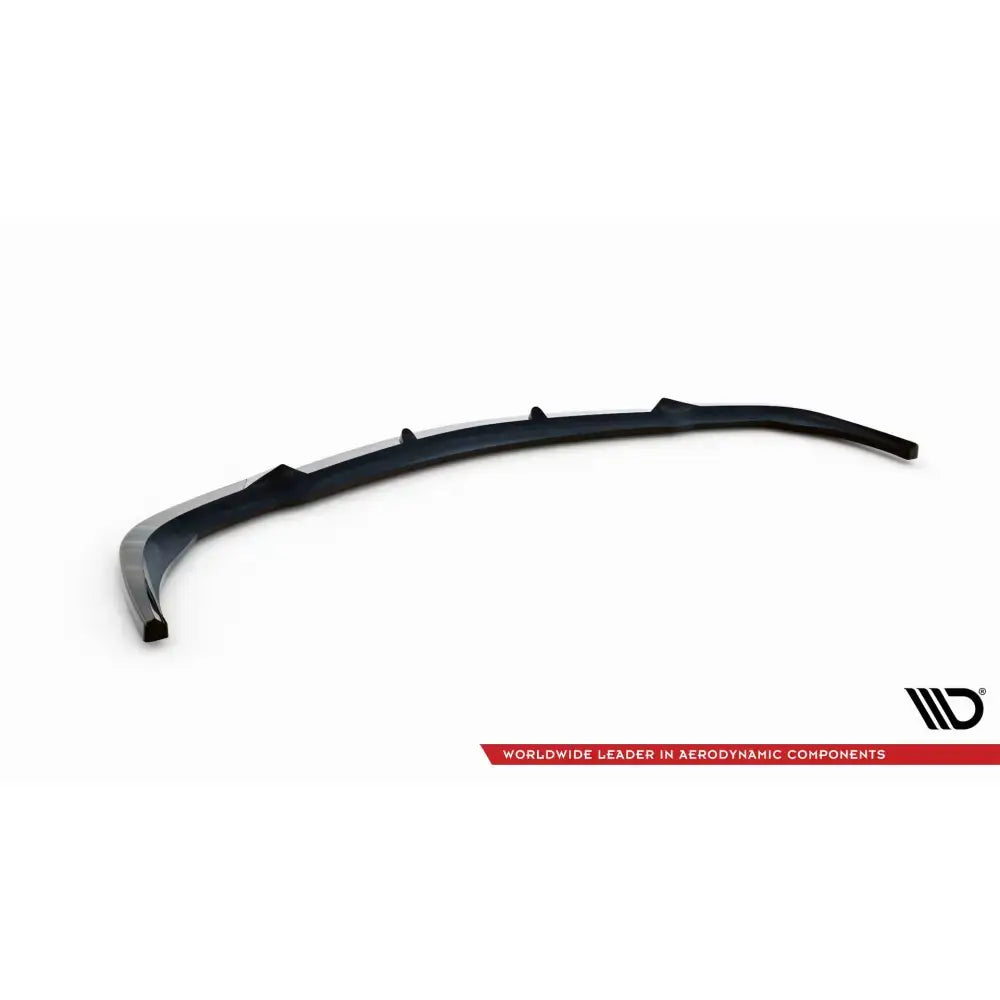 Frontspoiler Mercedes CLK W209 V.2 i sort plast med små finner, skrå vinkel, logo og rød tekst nederst.