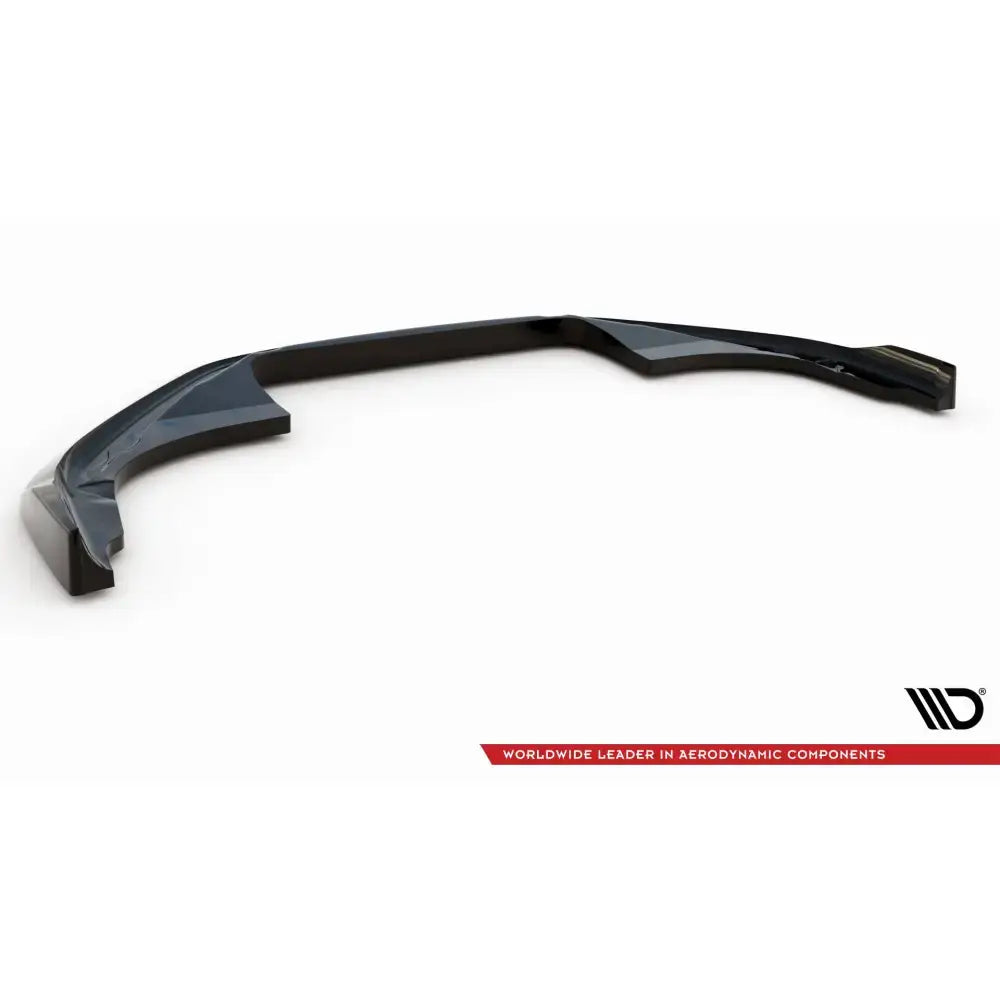 Frontspoiler Porsche 911 Carrera Aero 992 V.2 i svart blank plast, skrå vinkel, diskret logo og rød stripe.