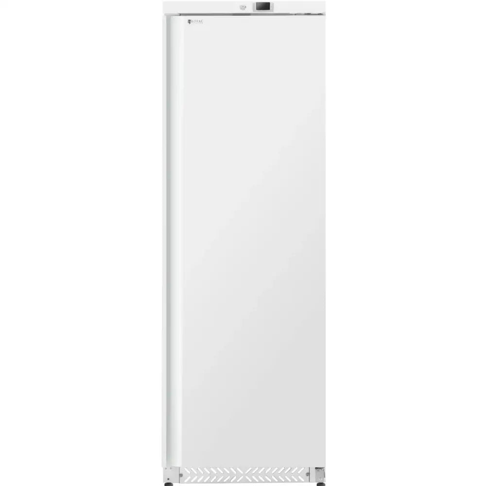 Fryseskap for gastronomi i hvit utførelse, frontvisning med glatt dør, ventilasjonsrist og diskret håndtak.