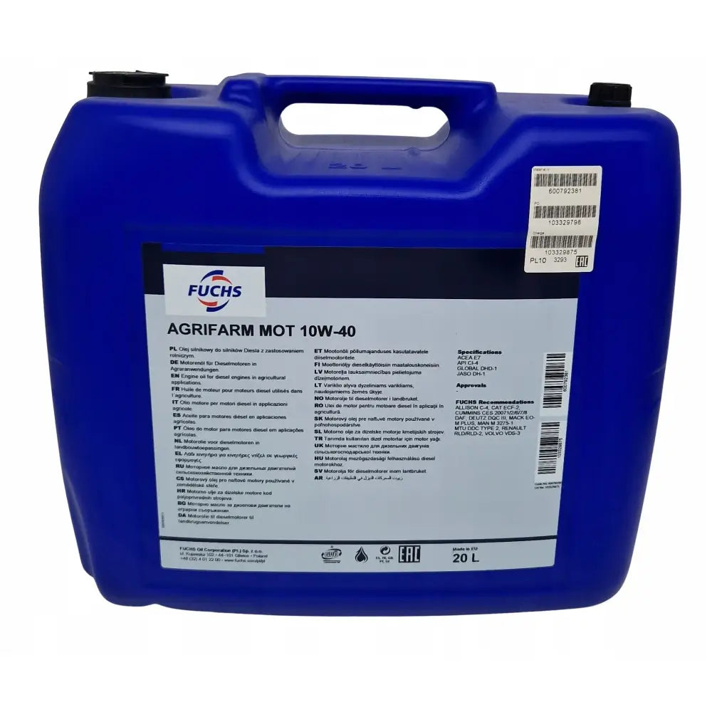 Fuchs Agrifarm mot 10w40 Motorolje 20l