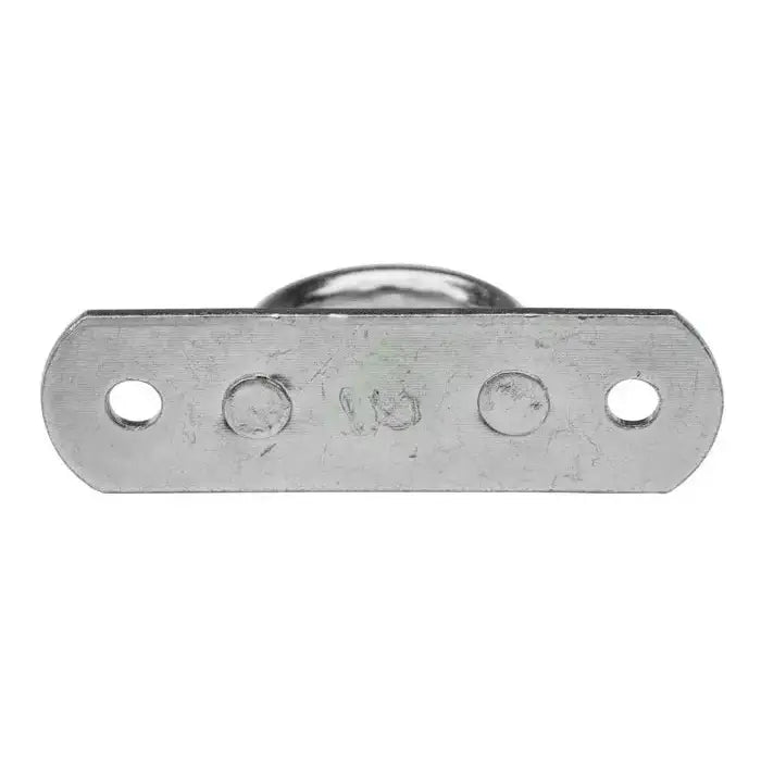 Galvanisert Ombord Grip 25 mm sett, frontvisning av metallplate med to hull og bakmontert buet ring.