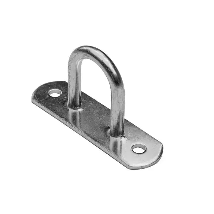 Galvanisert ombord grip 30 mm fra Bozamet, skråvisning som fremhever buet stålbøyle og fire skruehull.