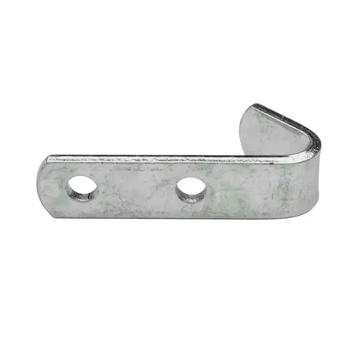 Galvanisert portkrok 13 mm sett, sidevisning som fremhever de tre monteringshullene og den bøyde kroken.