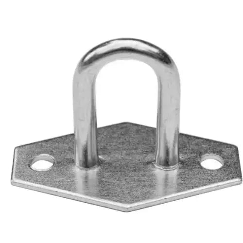 Galvanisert sidegrep sekskantet 30 mm sett, frontvisning med sekskantet plate, skruehull og buet bøyle.