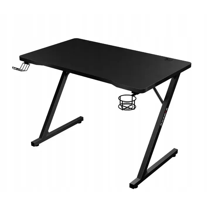 Gamingbord Huzaro Hero 1.8, sidevisning som fremhever metallunderstell, kopp- og hodetelefonholder.